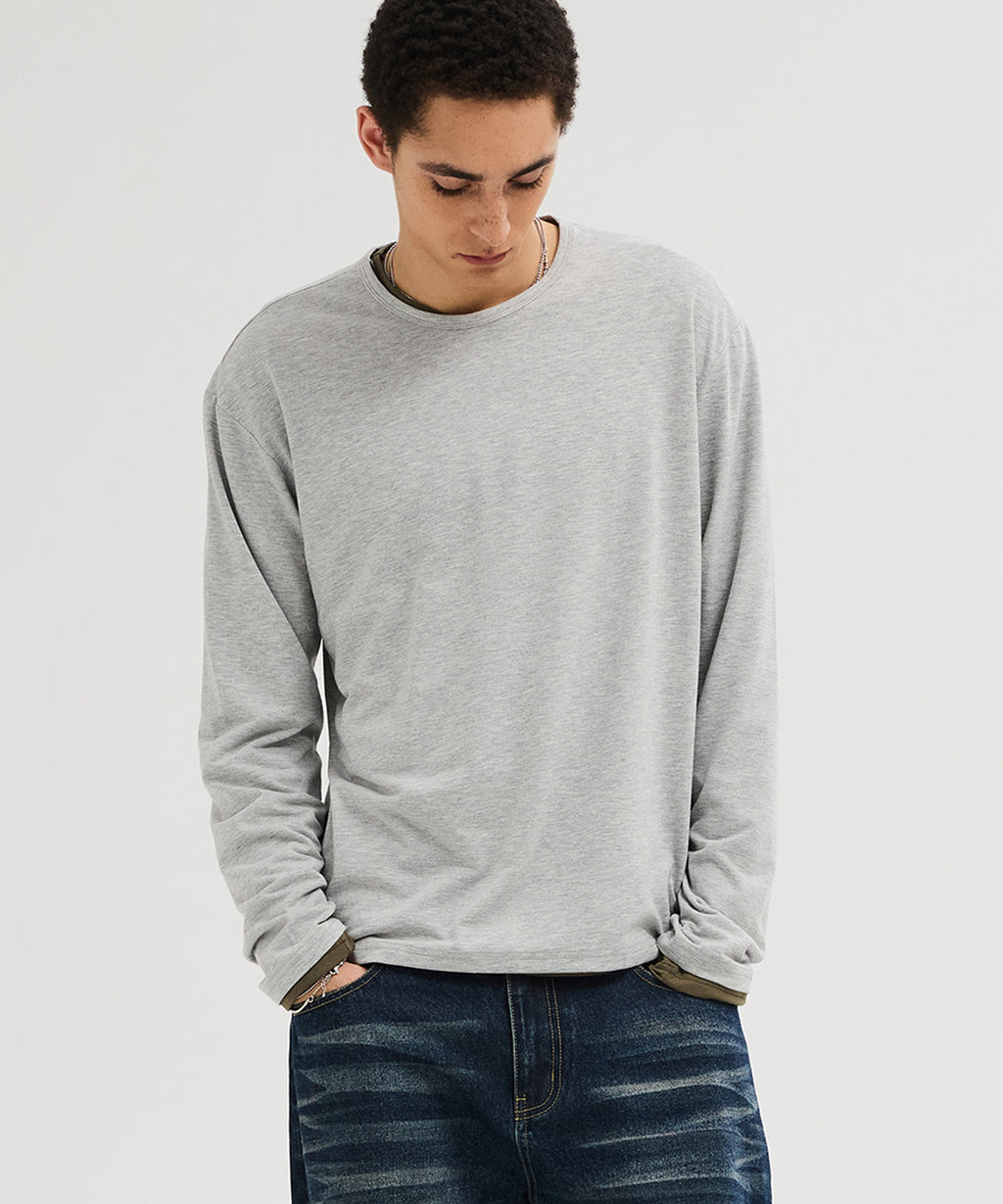 Soft Round Long Sleeve T-Shirt [Gray]
