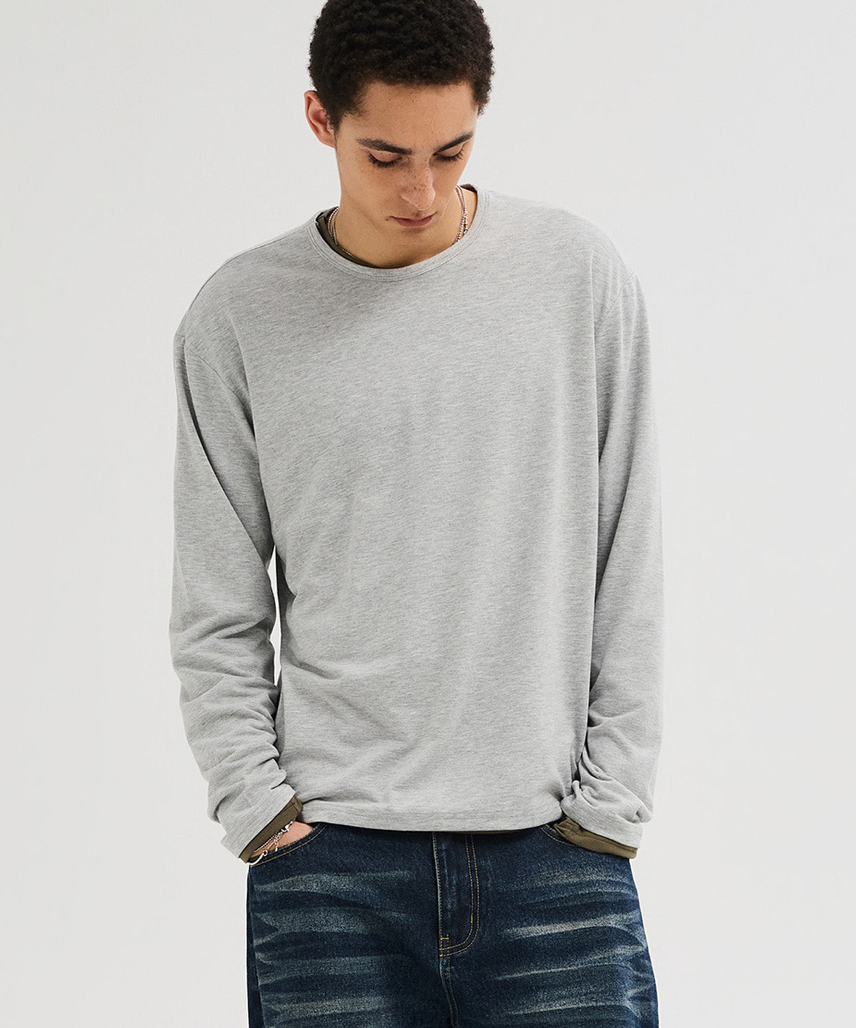 Soft Round Long Sleeve T-Shirt [Gray]