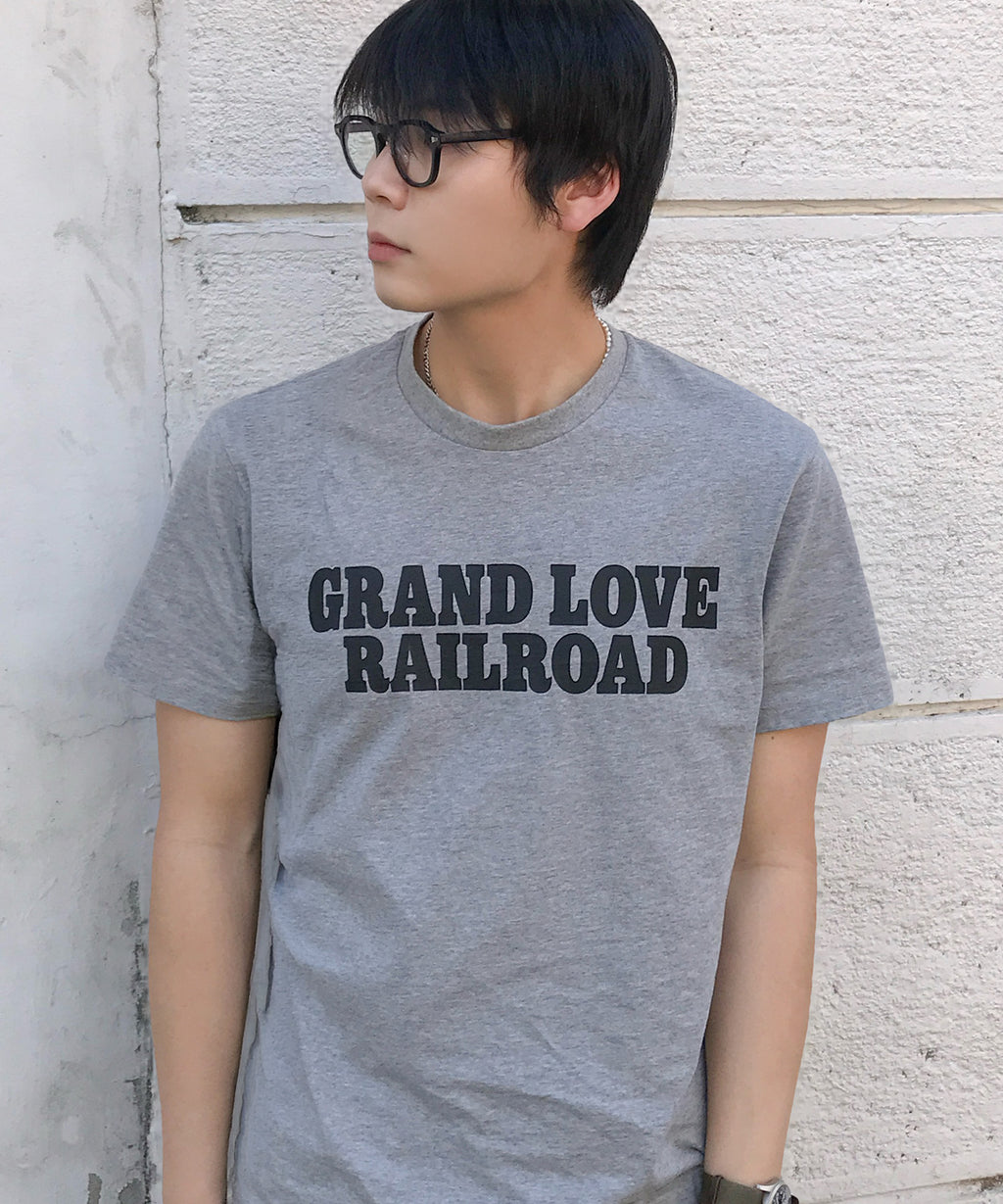 Vintage Lettering Print T-Shirt [Gray]