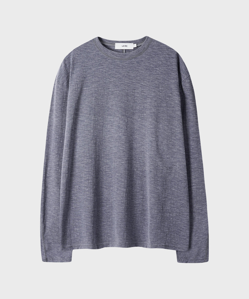 Slub Back Line Long Sleeve T-Shirt [Grey]