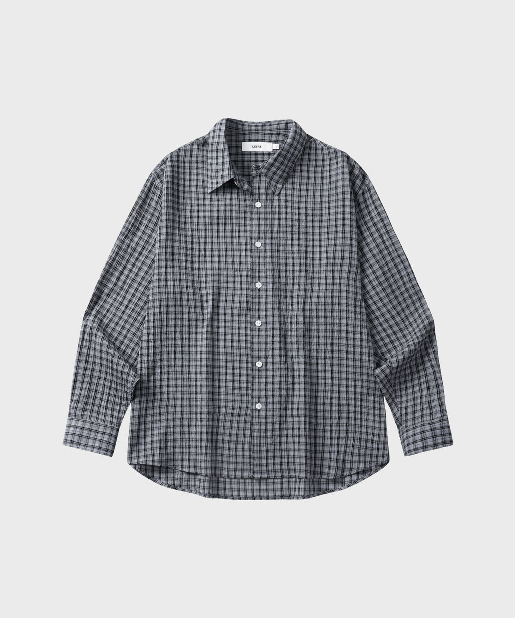 Essential Seersucker Check Shirt [Grey]