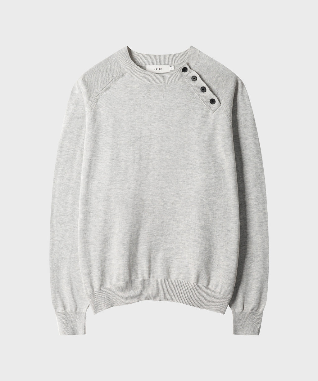 Diagonal Henley Neck Crop Knit [Grey]
