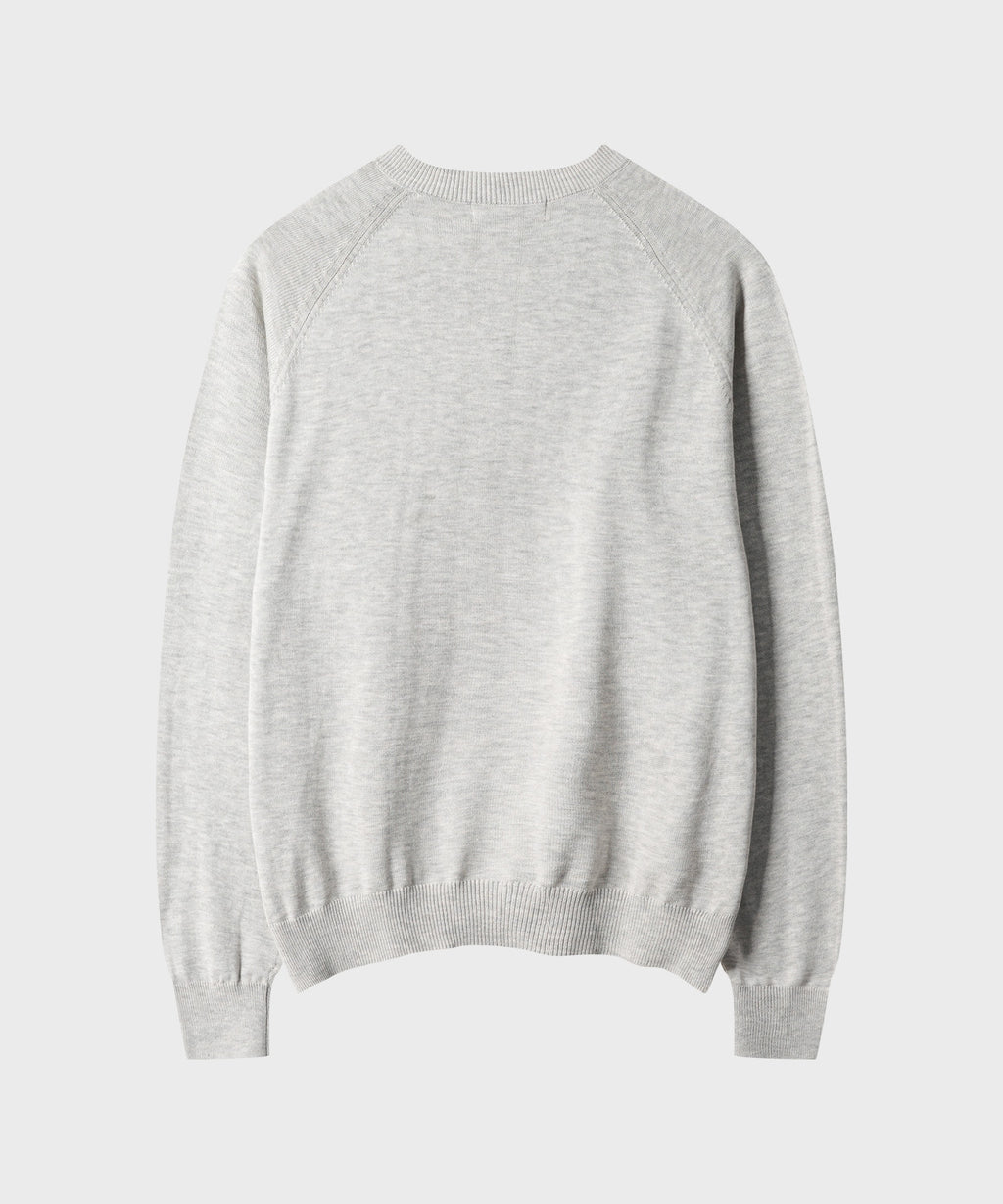 Diagonal Henley Neck Crop Knit [Grey]