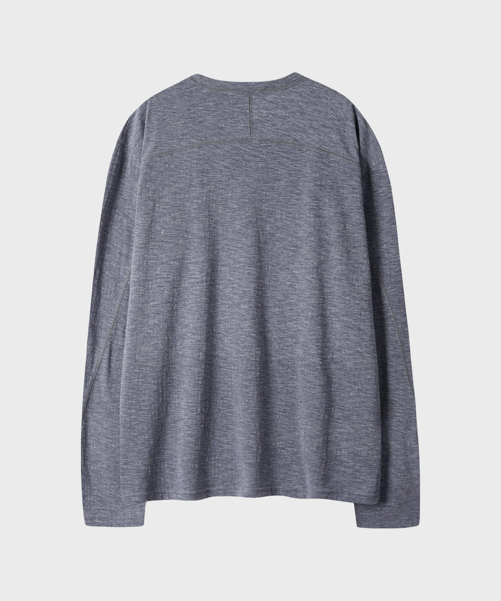 Slub Back Line Long Sleeve T-Shirt [Grey]