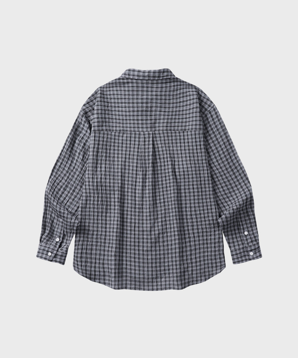 Essential Seersucker Check Shirt [Grey]