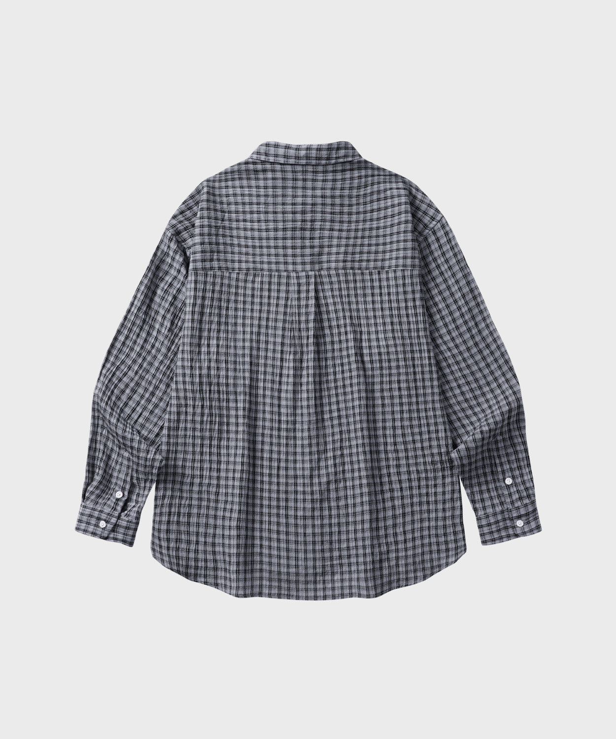 Essential Seersucker Check Shirt [Grey]