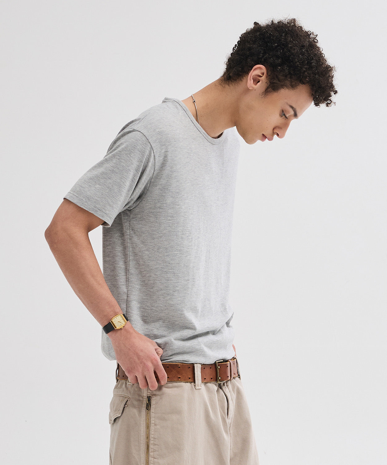 Soft U-Neck Inner T-Shirt [Grey]