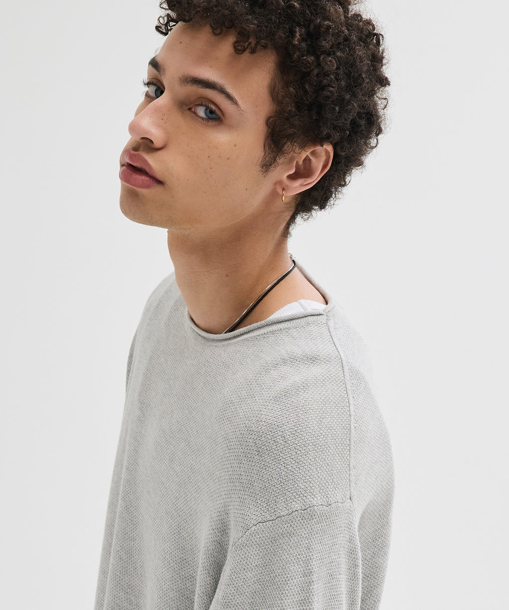 Cut-Off Texture Knit [Grey]