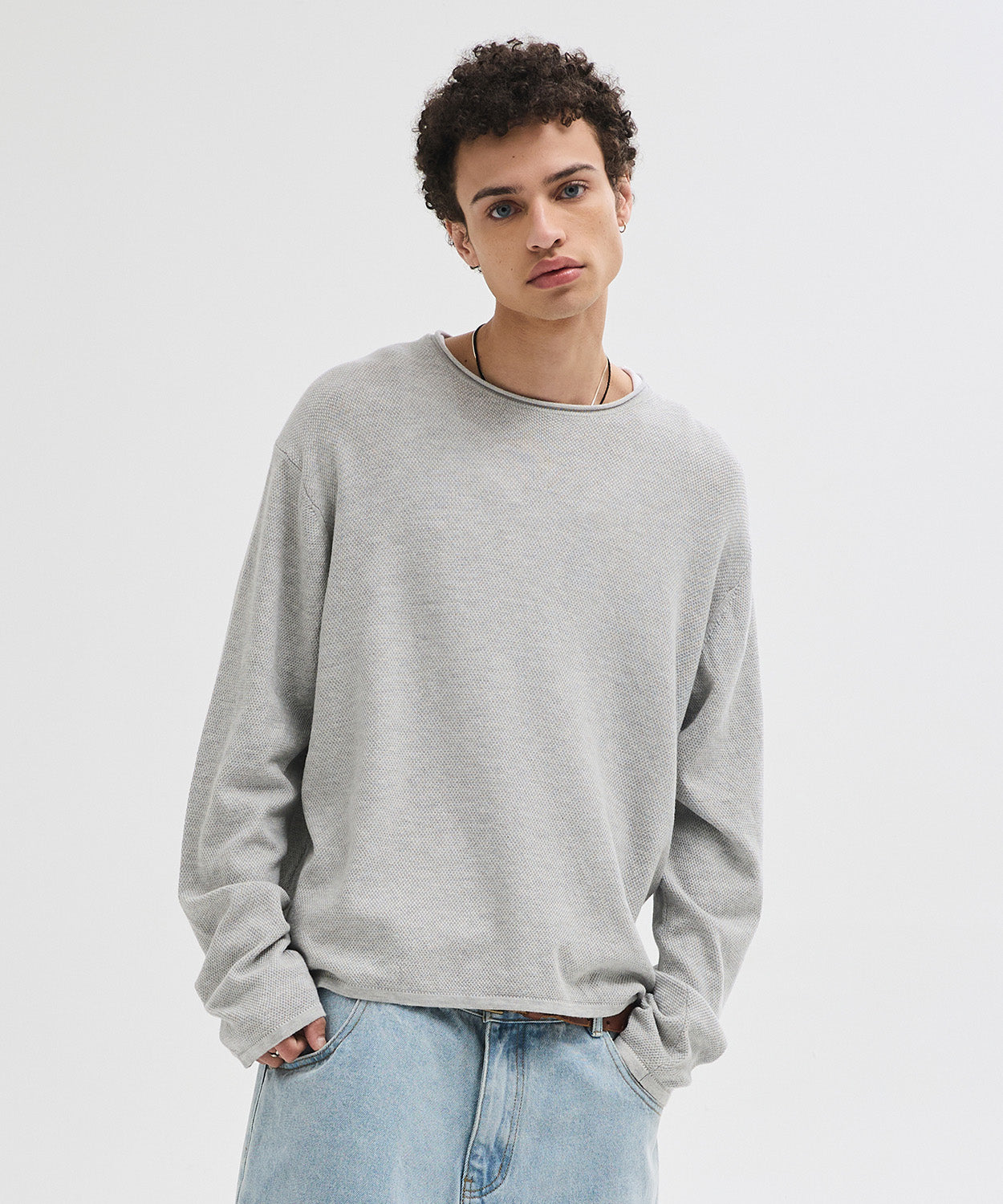 Cut-Off Texture Knit [Grey]