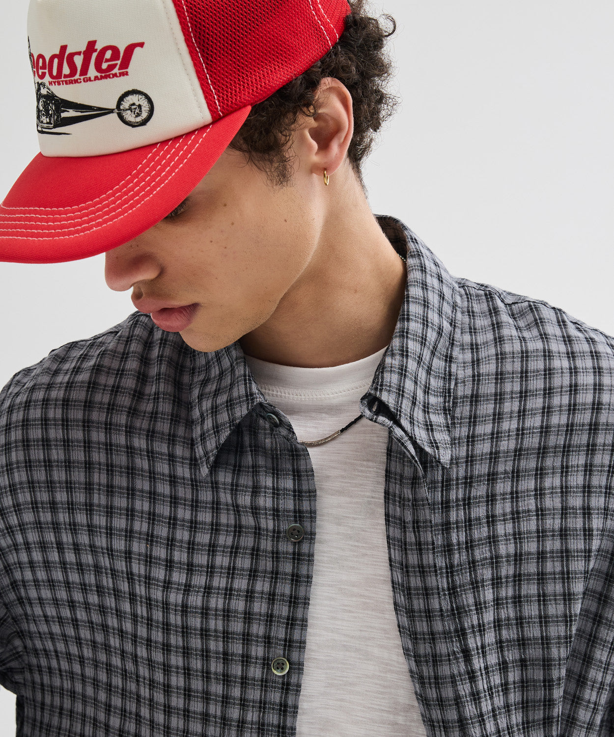 Essential Seersucker Check Shirt [Grey]