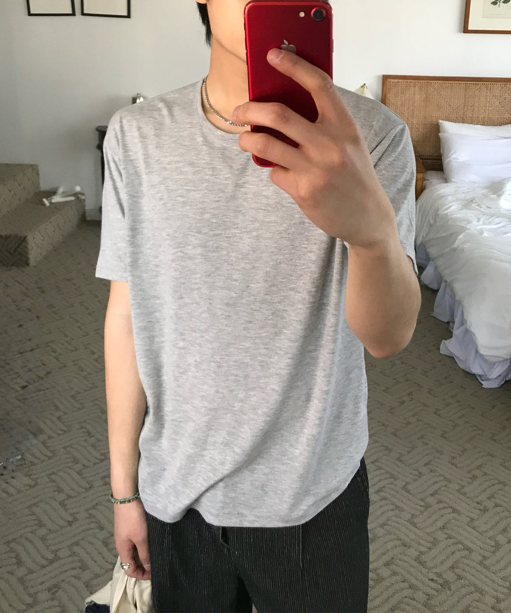Soft U-Neck Inner T-Shirt [Grey]
