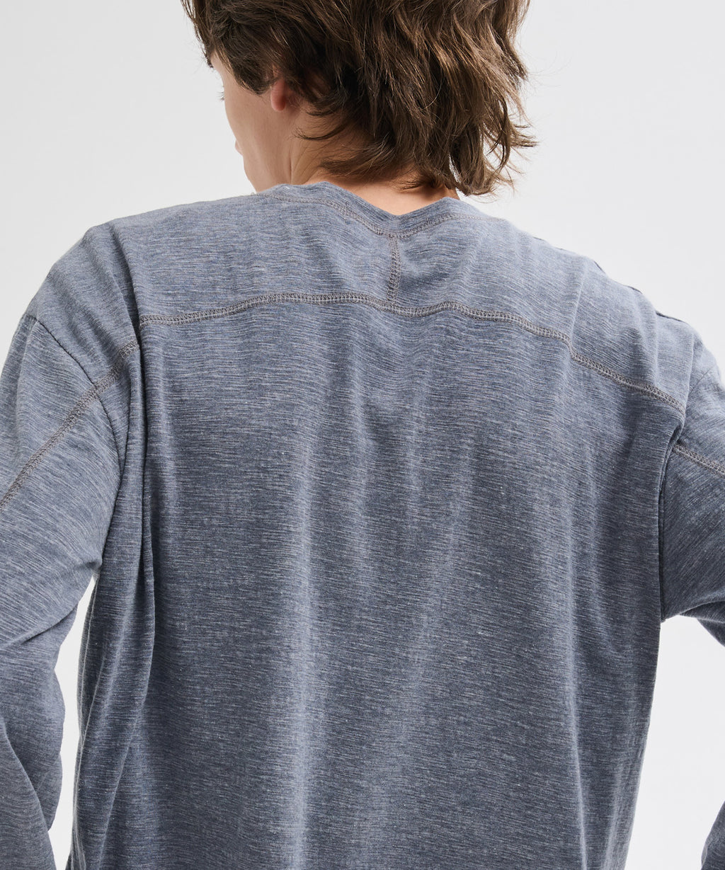 Slub Back Line Long Sleeve T-Shirt [Grey]