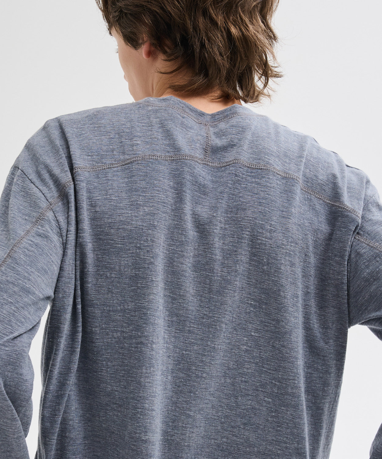 Slub Back Line Long Sleeve T-Shirt [Grey]