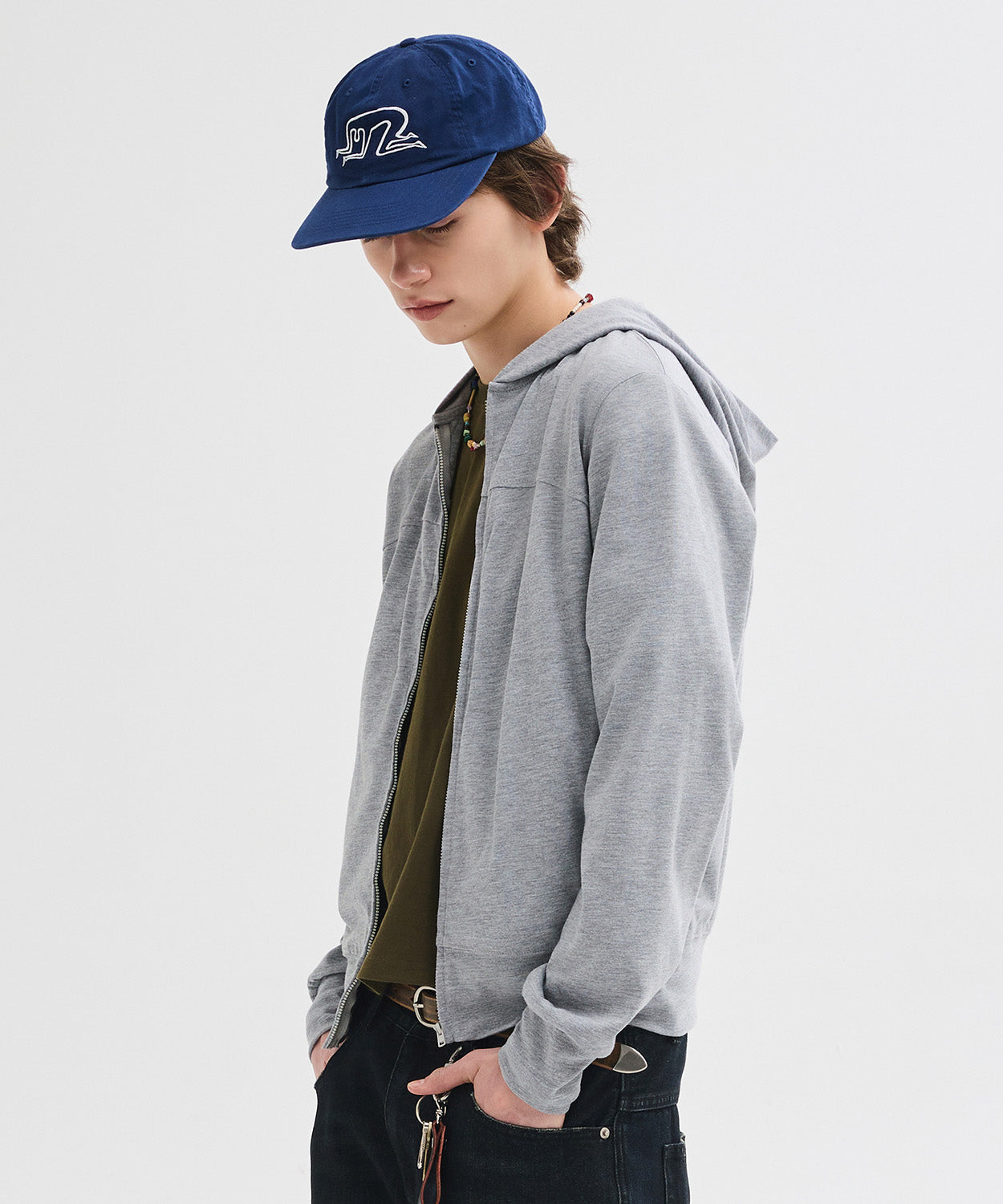 Slim Fit Hoodie Zip-Up [Grey]