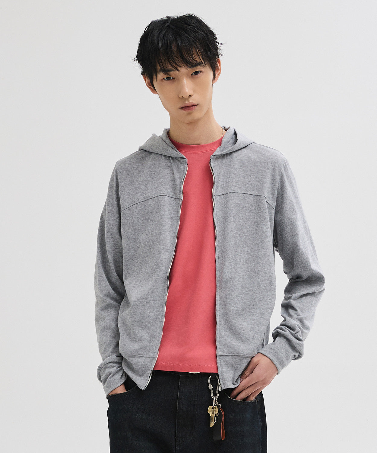 Slim Fit Hoodie Zip-Up [Grey]