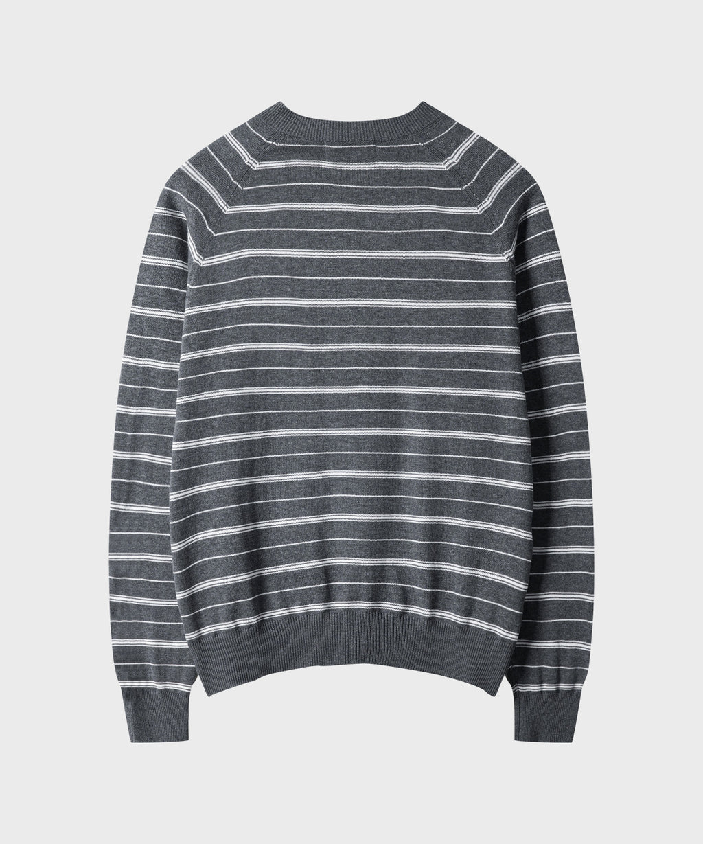 Diagonal Henley Neck Crop Knit [Grey ST]