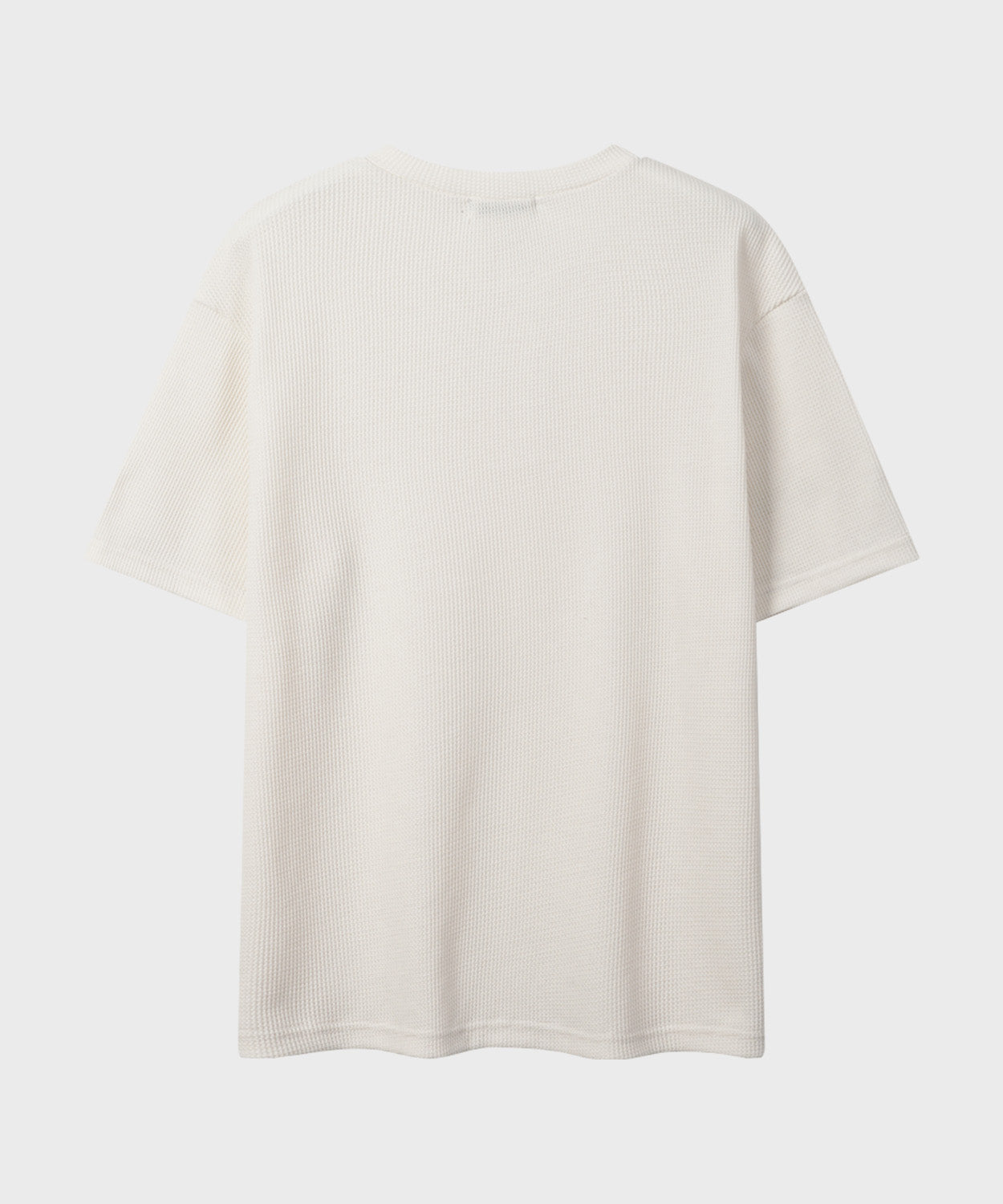 Waffle Henley Neck Semi-Crop T-Shirt [Ivory]
