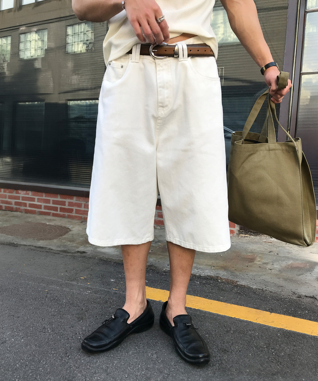Everyday Bermuda Denim Shorts [Ivory]
