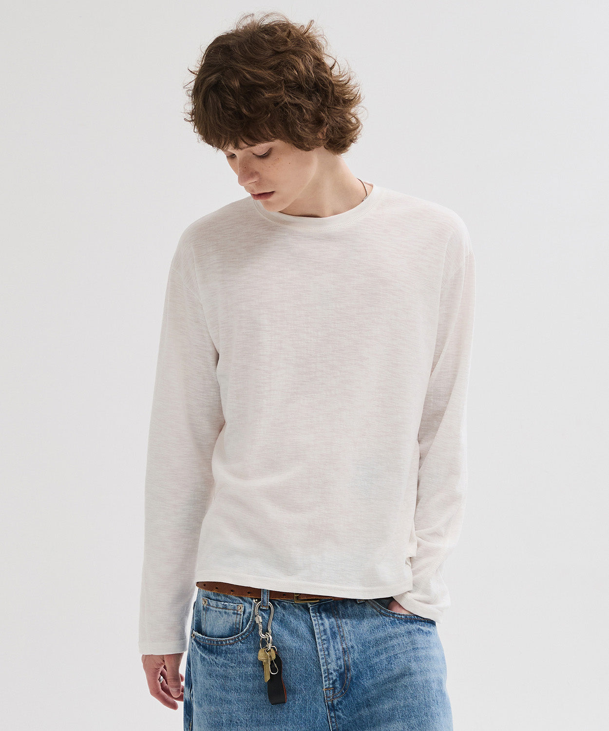 Slub Back Line Long Sleeve T-Shirt [Ivory]