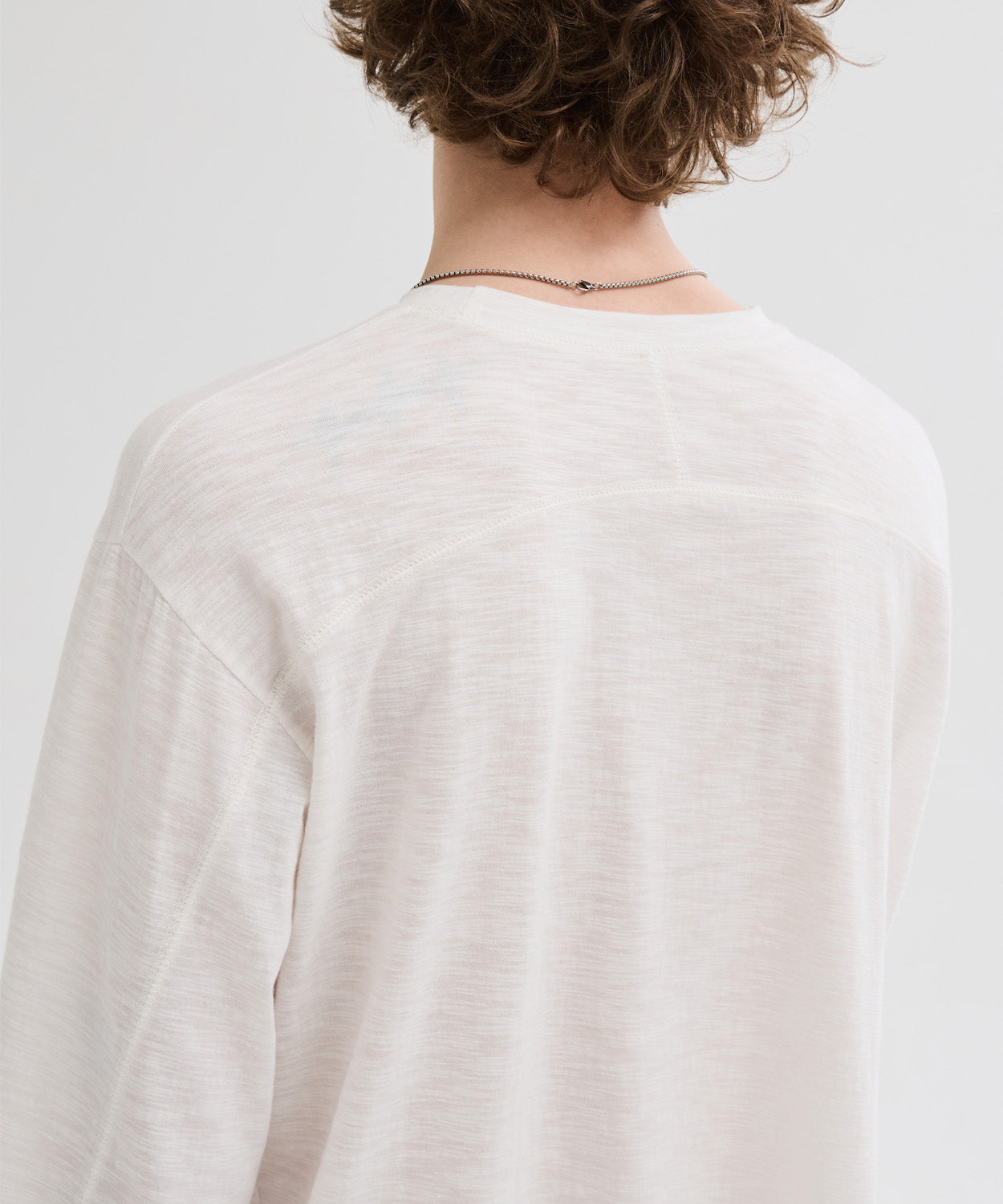 Slub Back Line Long Sleeve T-Shirt [Ivory]