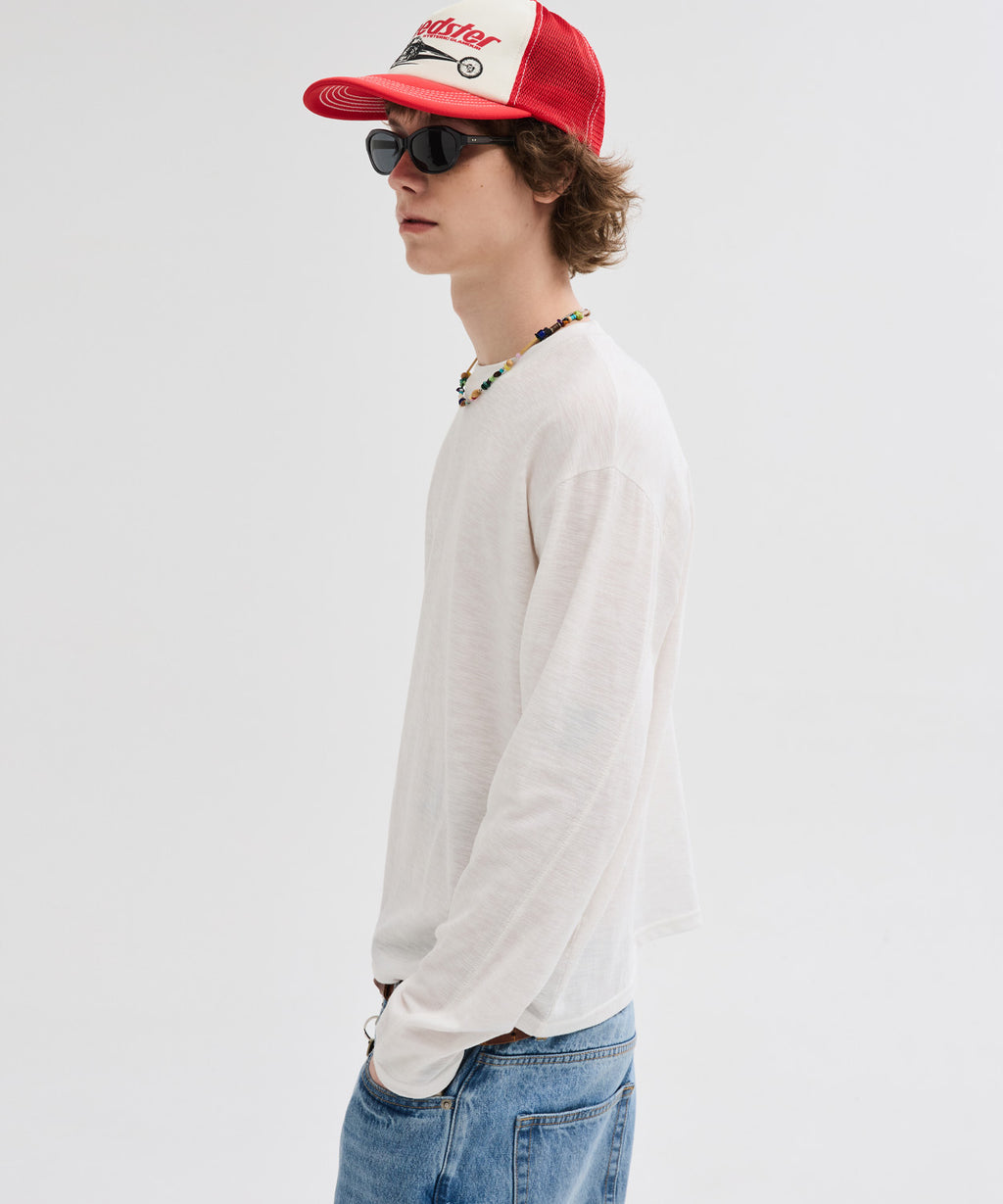 Slub Back Line Long Sleeve T-Shirt [Ivory]