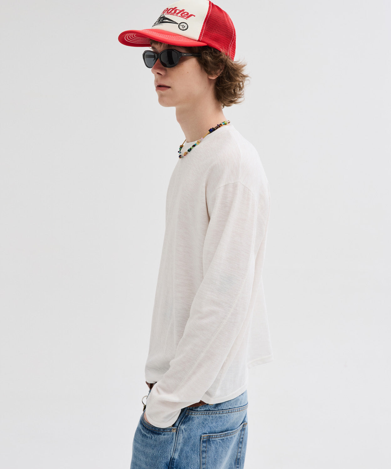 Slub Back Line Long Sleeve T-Shirt [Ivory]