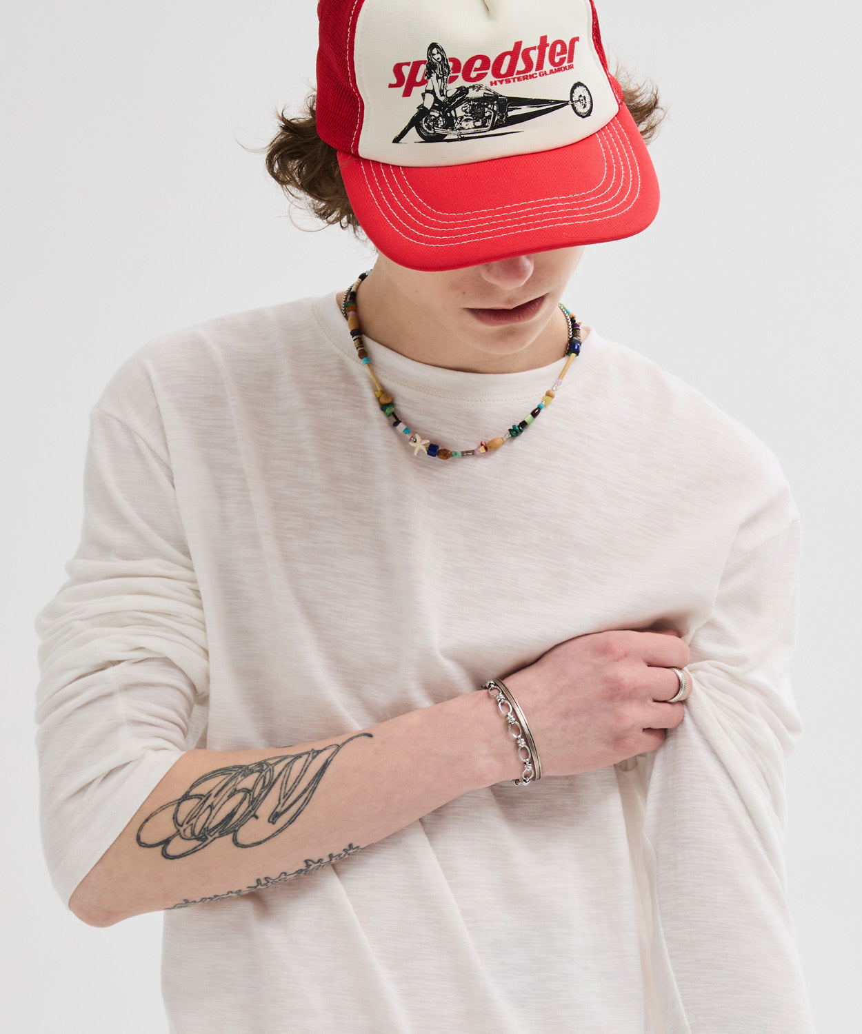 Slub Back Line Long Sleeve T-Shirt [Ivory]