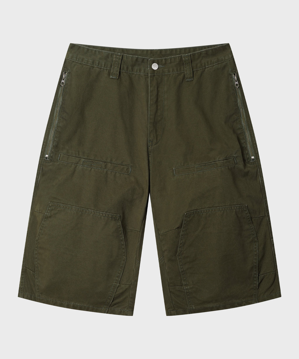 Side Zipper Cargo Bermuda Shorts [Khaki]