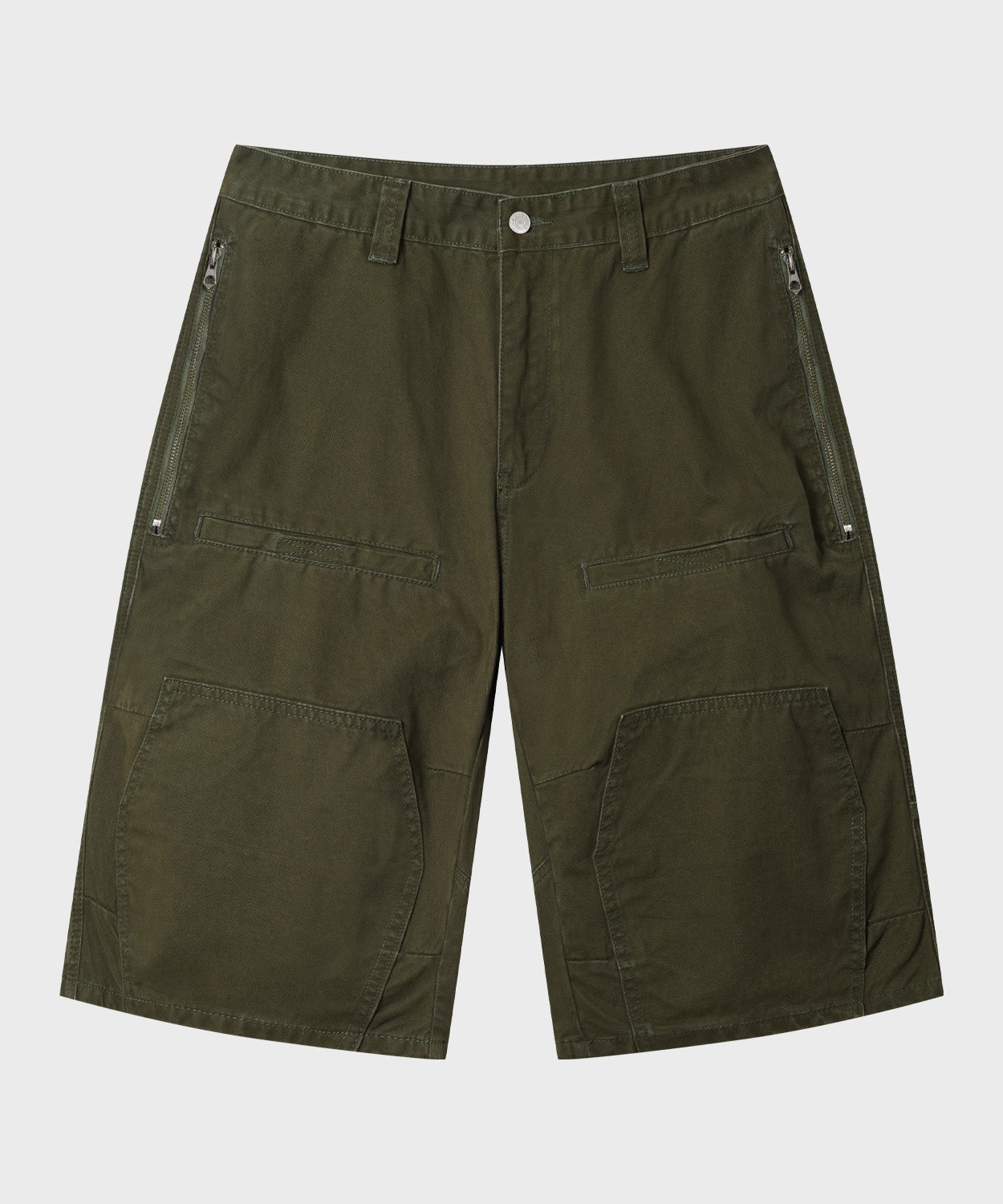 Side Zipper Cargo Bermuda Shorts [Khaki]