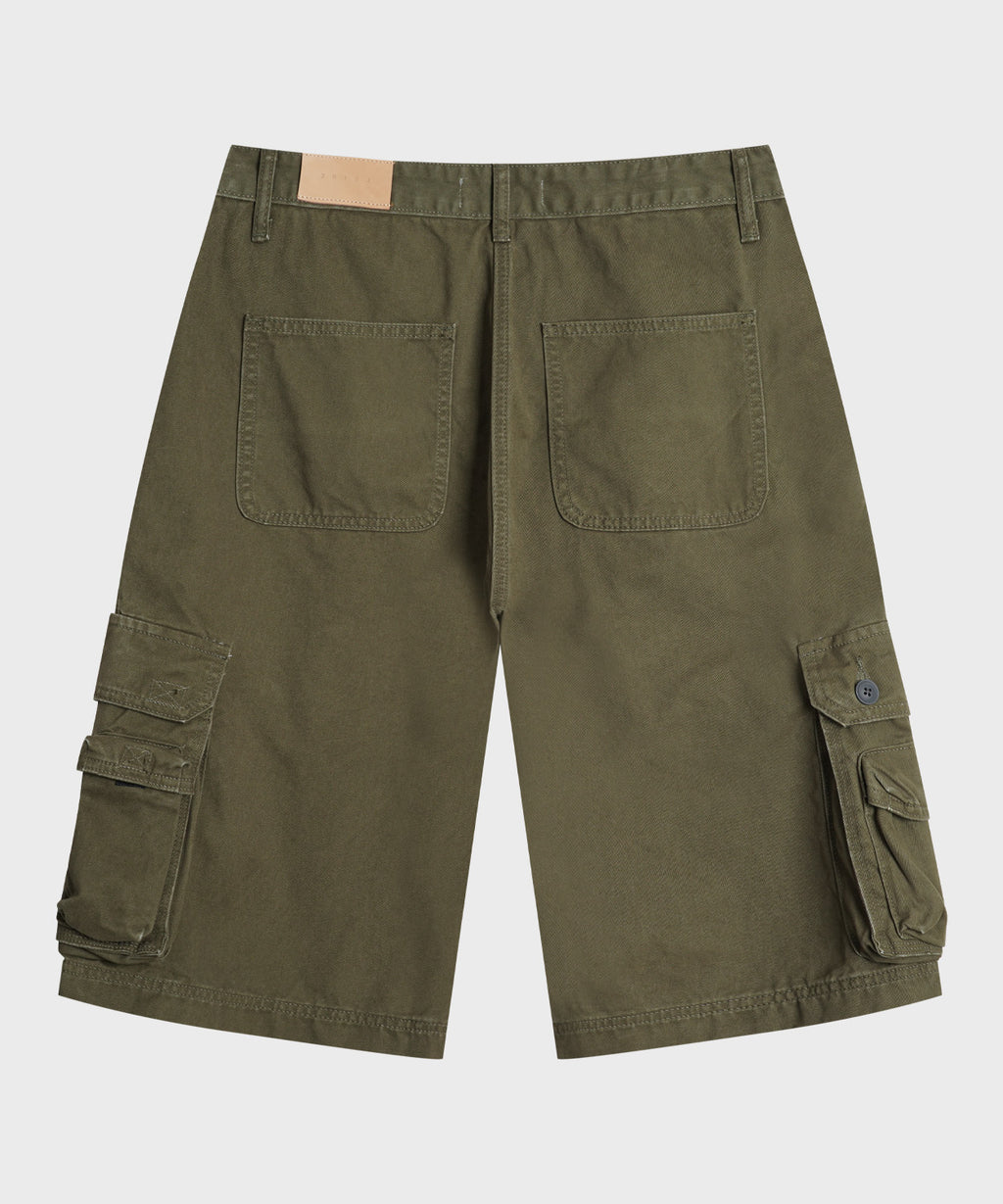 Cargo Pocket Washed Bermuda Shorts [Khaki]