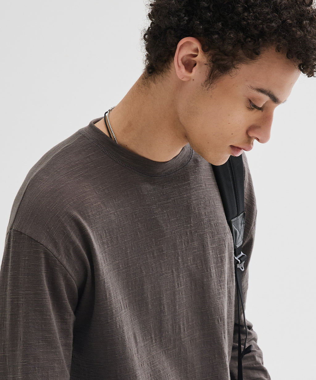Slub Back Line Long Sleeve T-Shirt [Khaki]