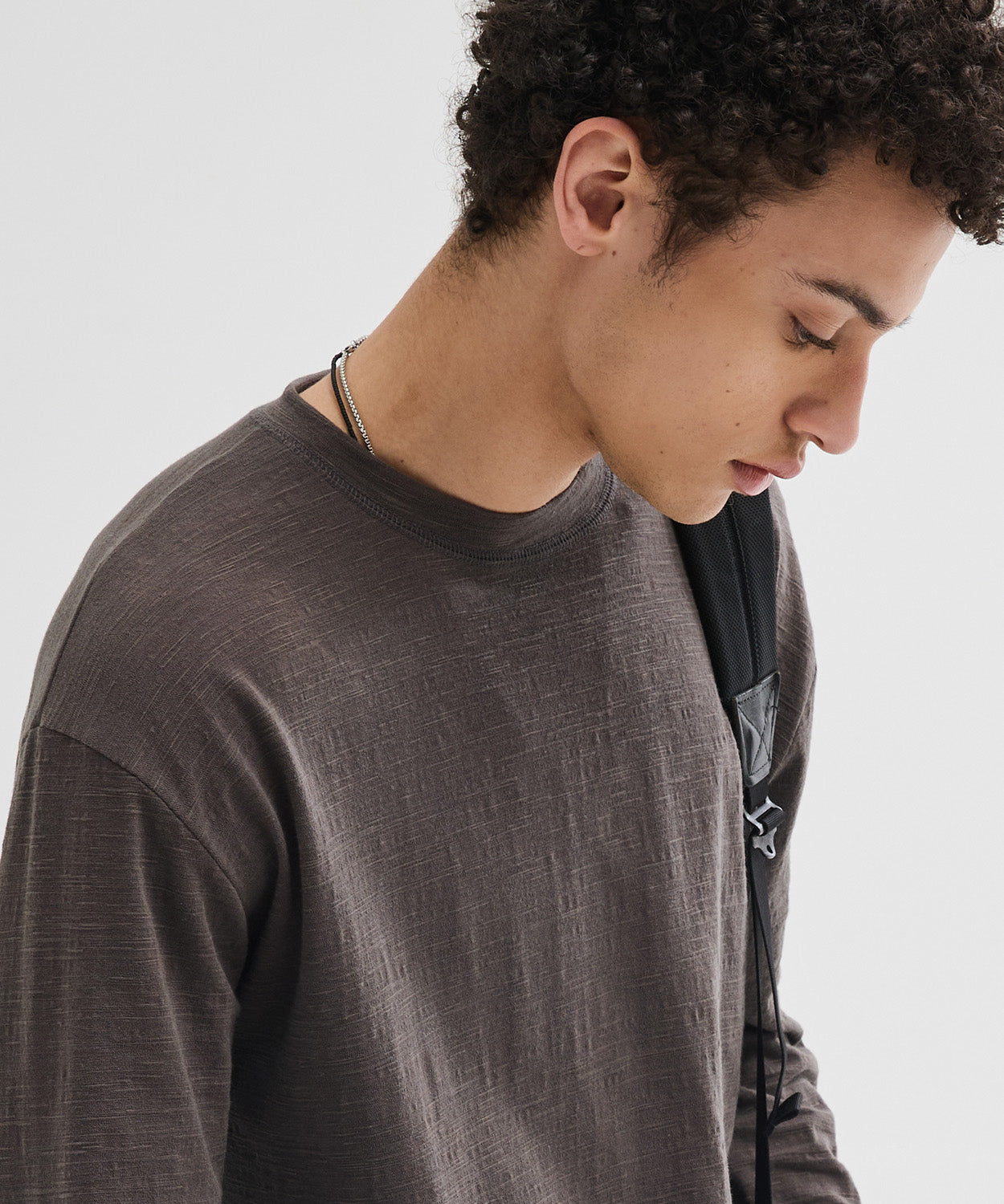 Slub Back Line Long Sleeve T-Shirt [Khaki]