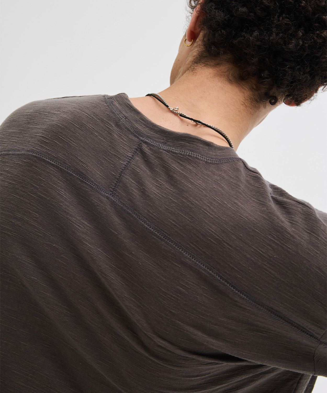 Slub Back Line Long Sleeve T-Shirt [Khaki]