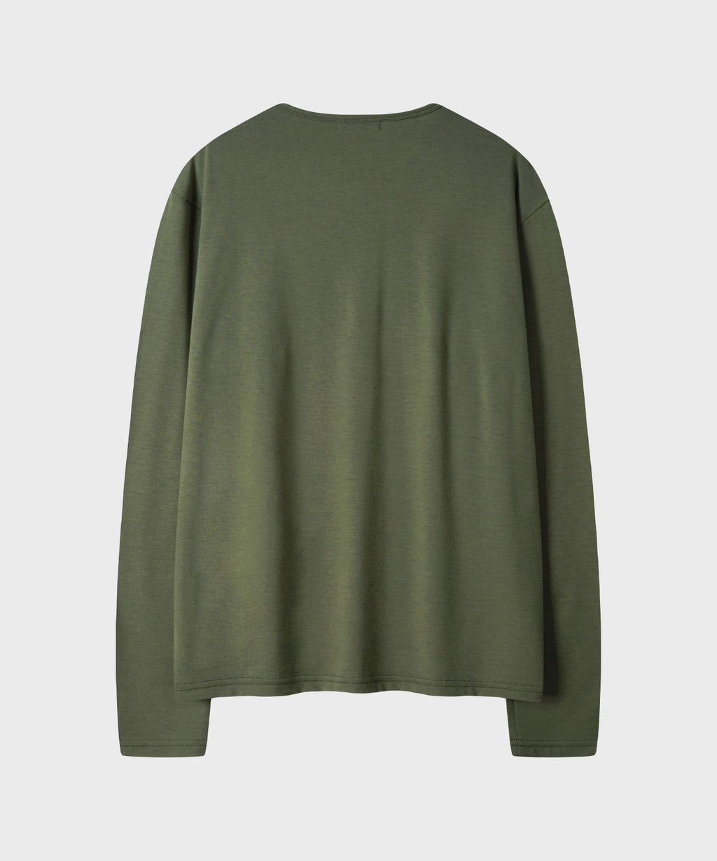 Soft Round Long Sleeve T-Shirt [Khaki]
