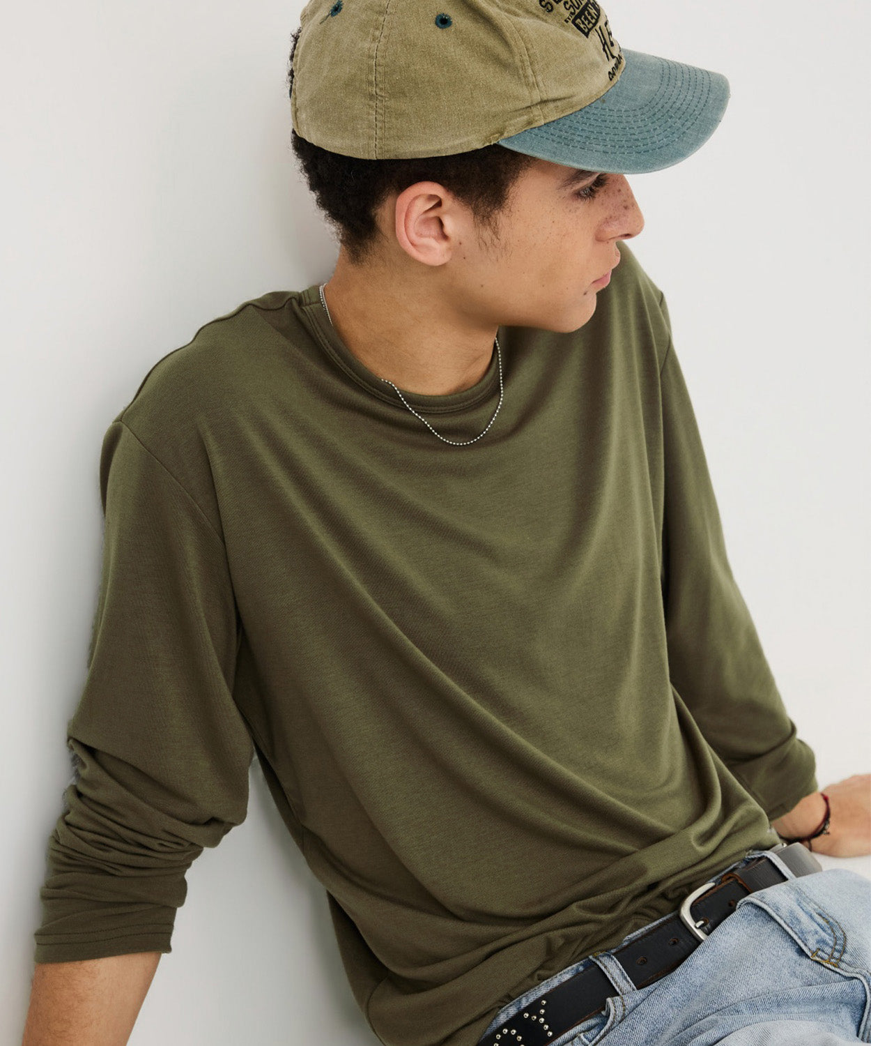 Soft Round Long Sleeve T-Shirt [Khaki]