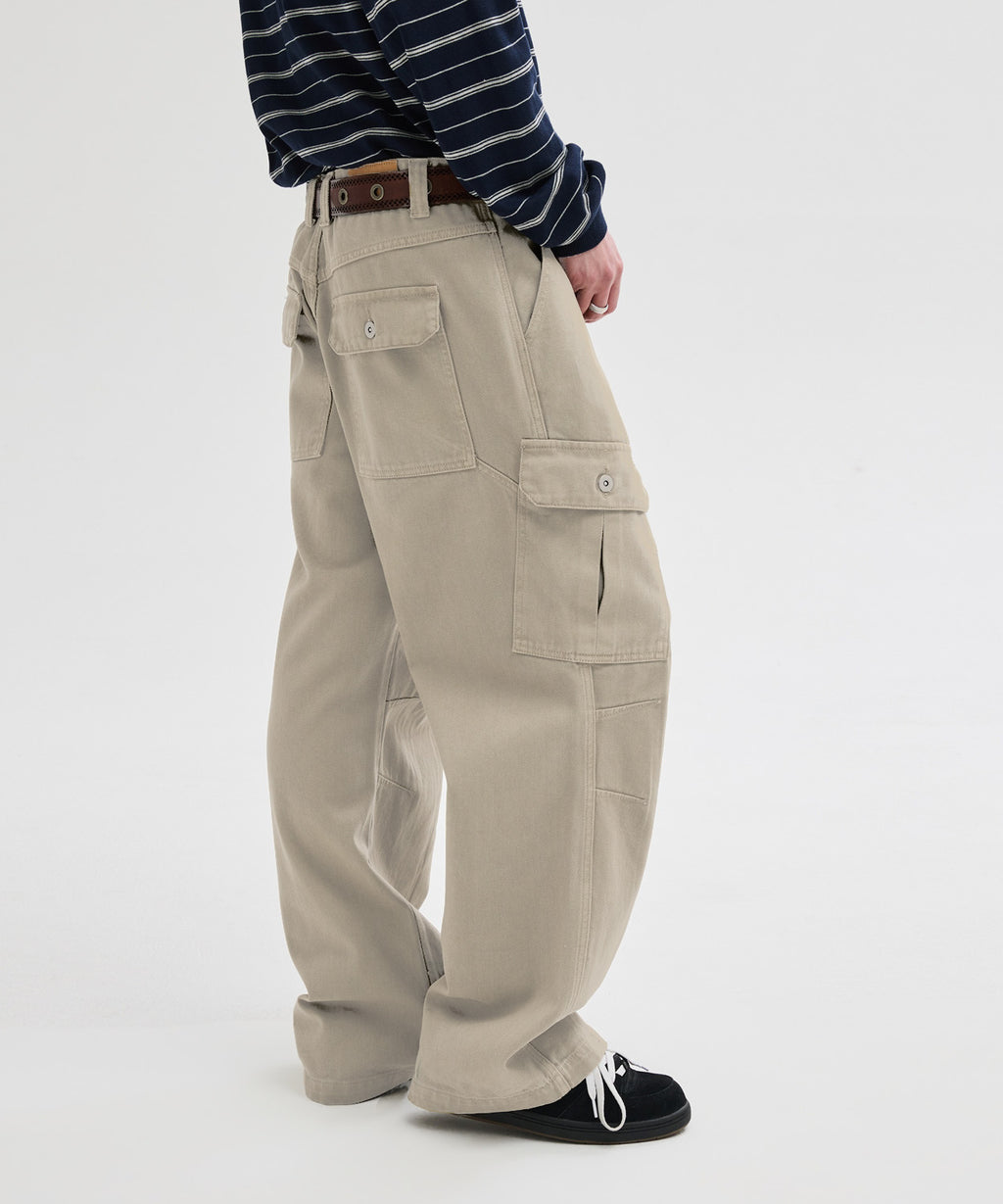 Garment Dyed Curved Cargo Pants [Light Beige]