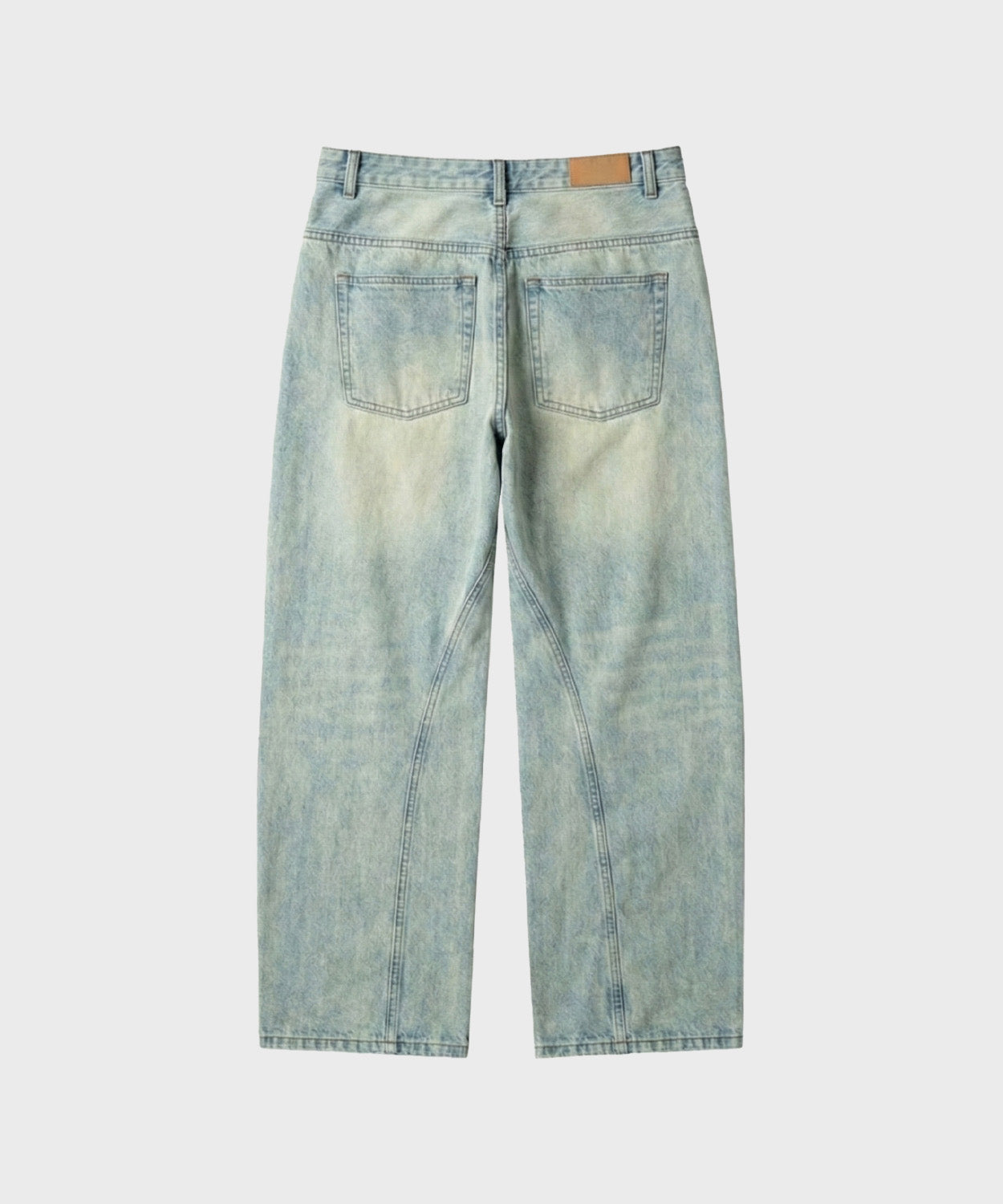 Diagonal Curved Denim Pants [Light Blue]