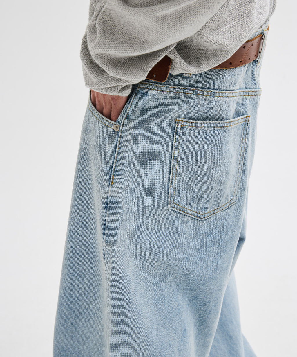 Essential Wide Denim Pants [Light Blue]