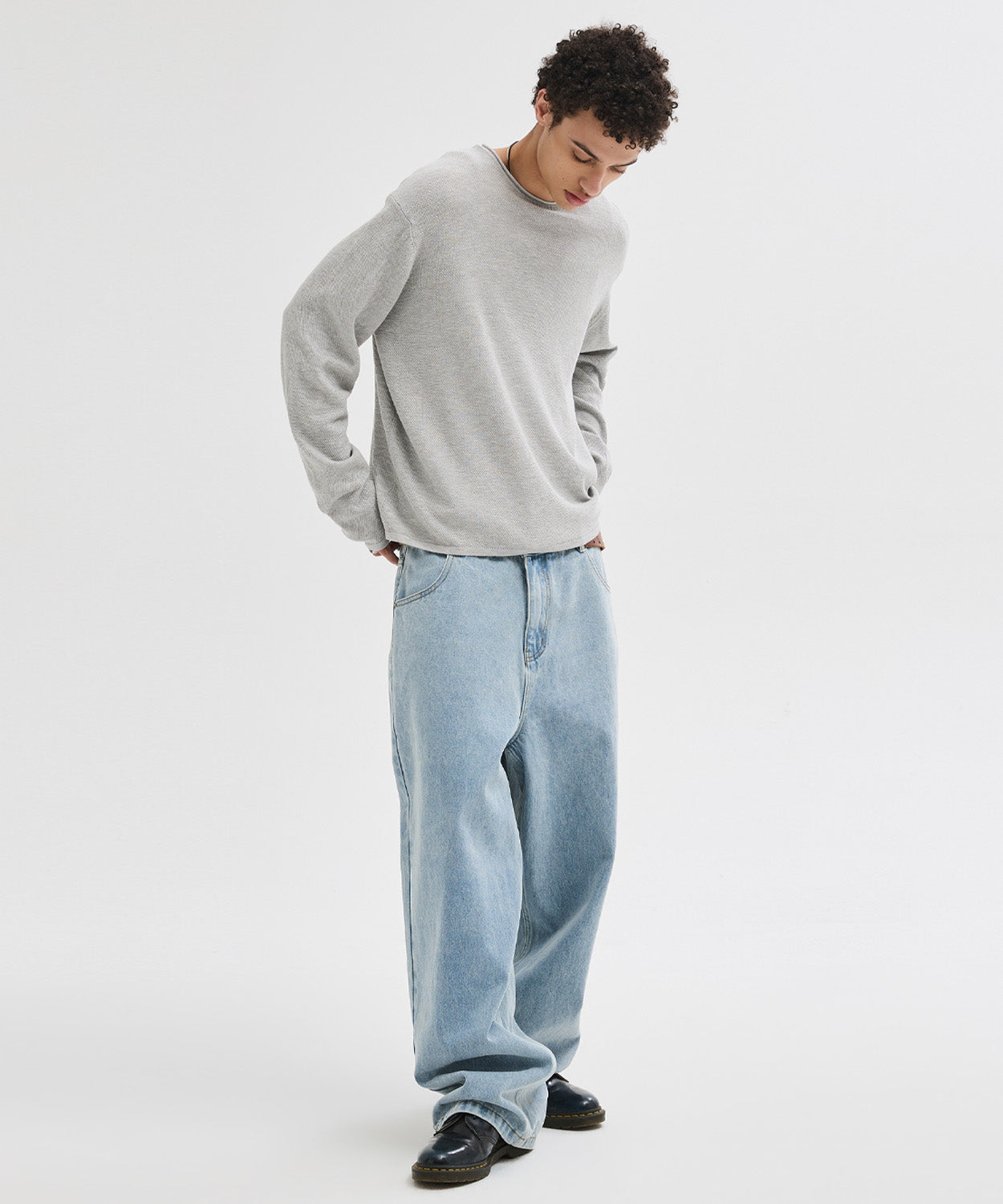 Essential Wide Denim Pants [Light Blue]