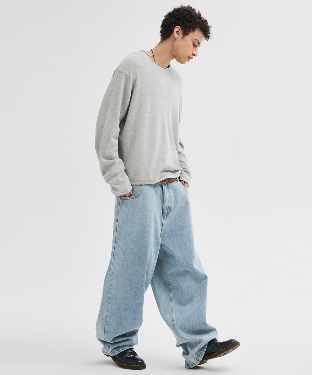 Essential Wide Denim Pants [Light Blue]