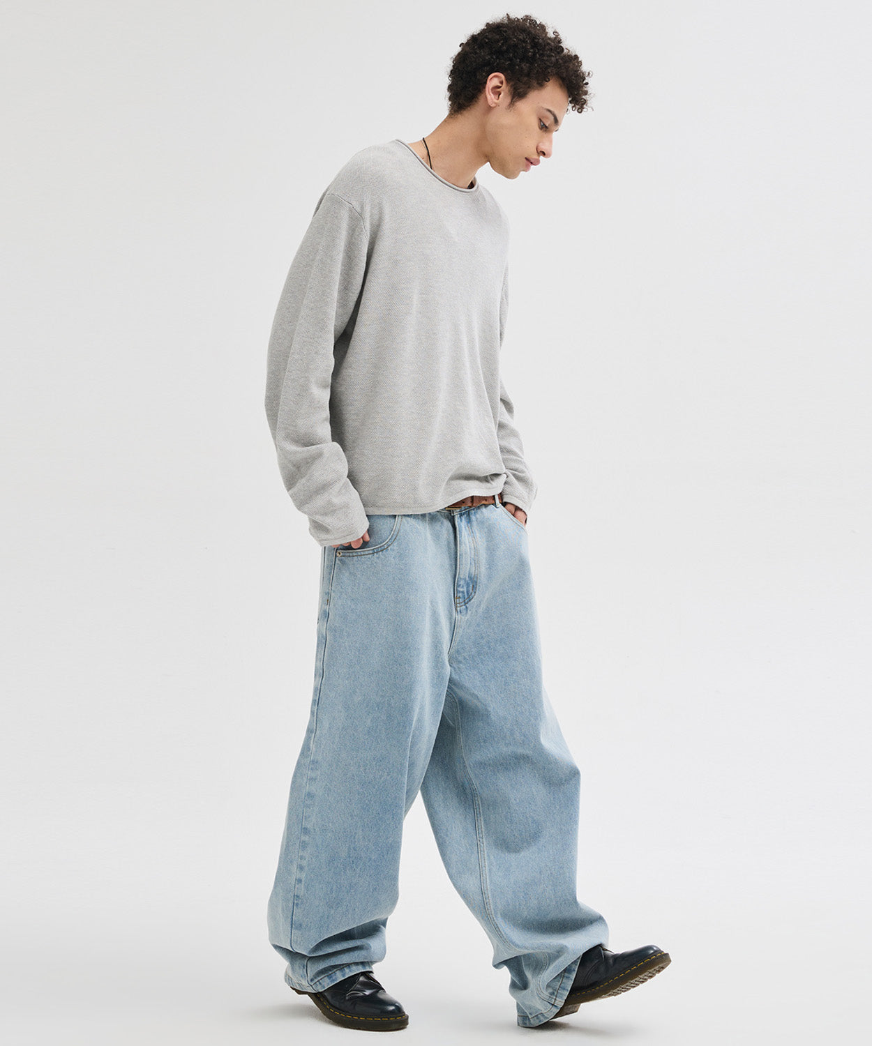 Essential Wide Denim Pants [Light Blue]