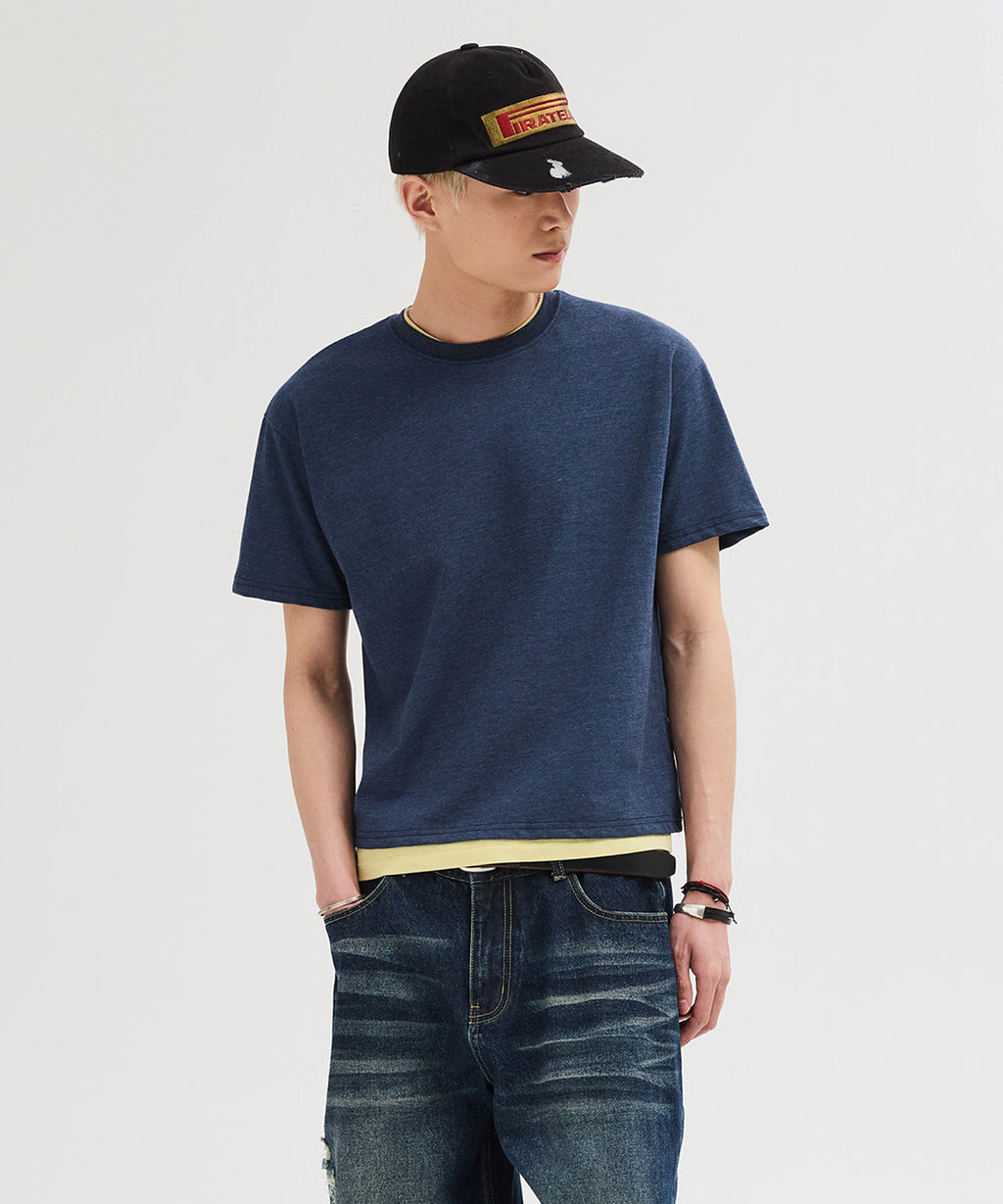 Essential Crop T-Shirt [Melange Blue]