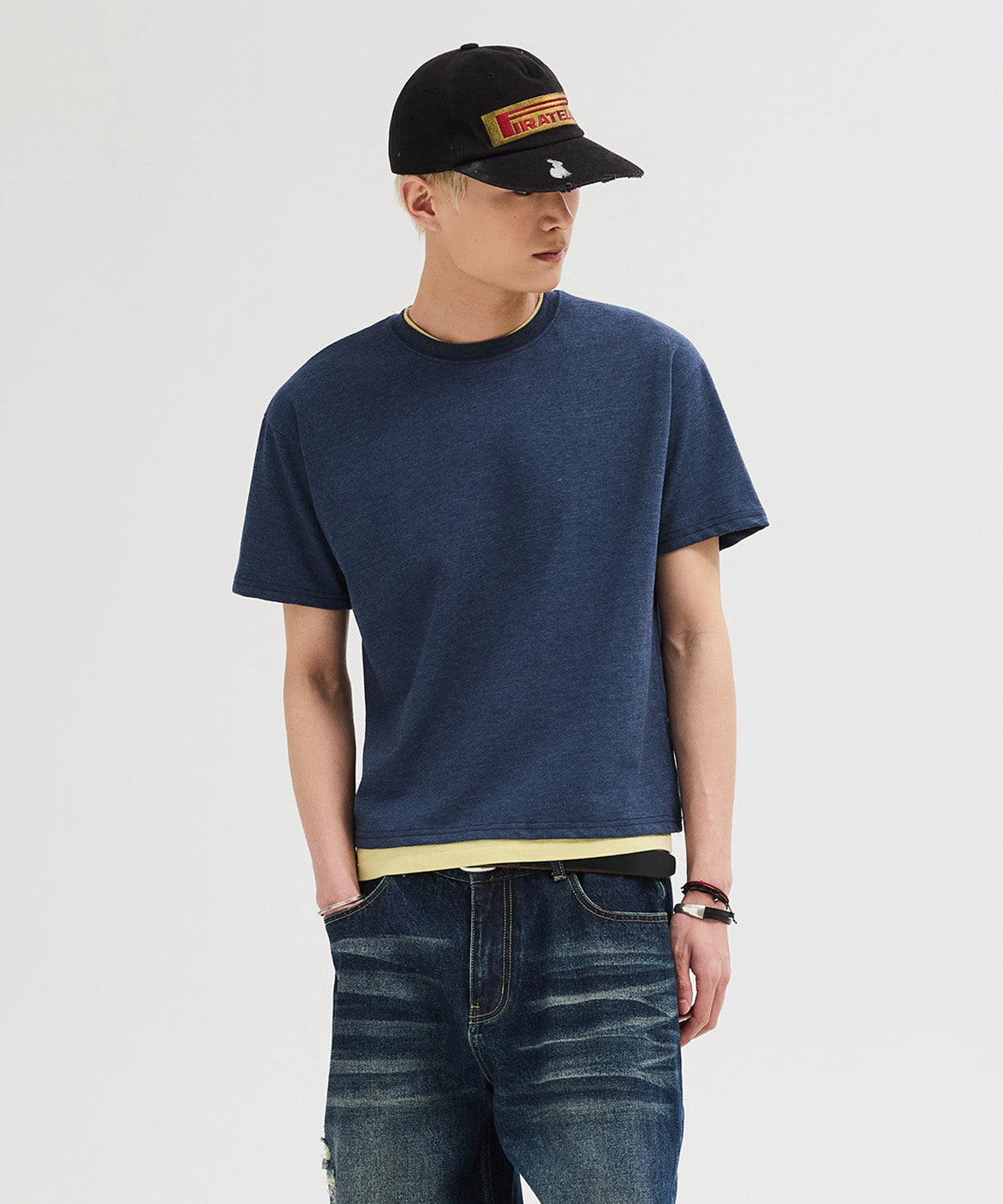 Essential Crop T-Shirt [Melange Blue]