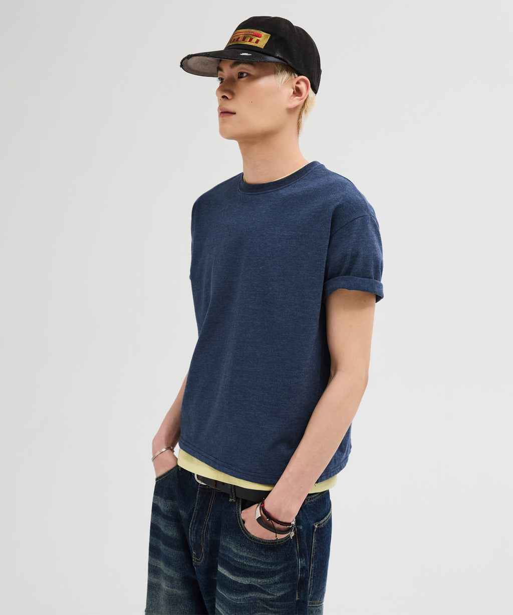 Essential Crop T-Shirt [Melange Blue]