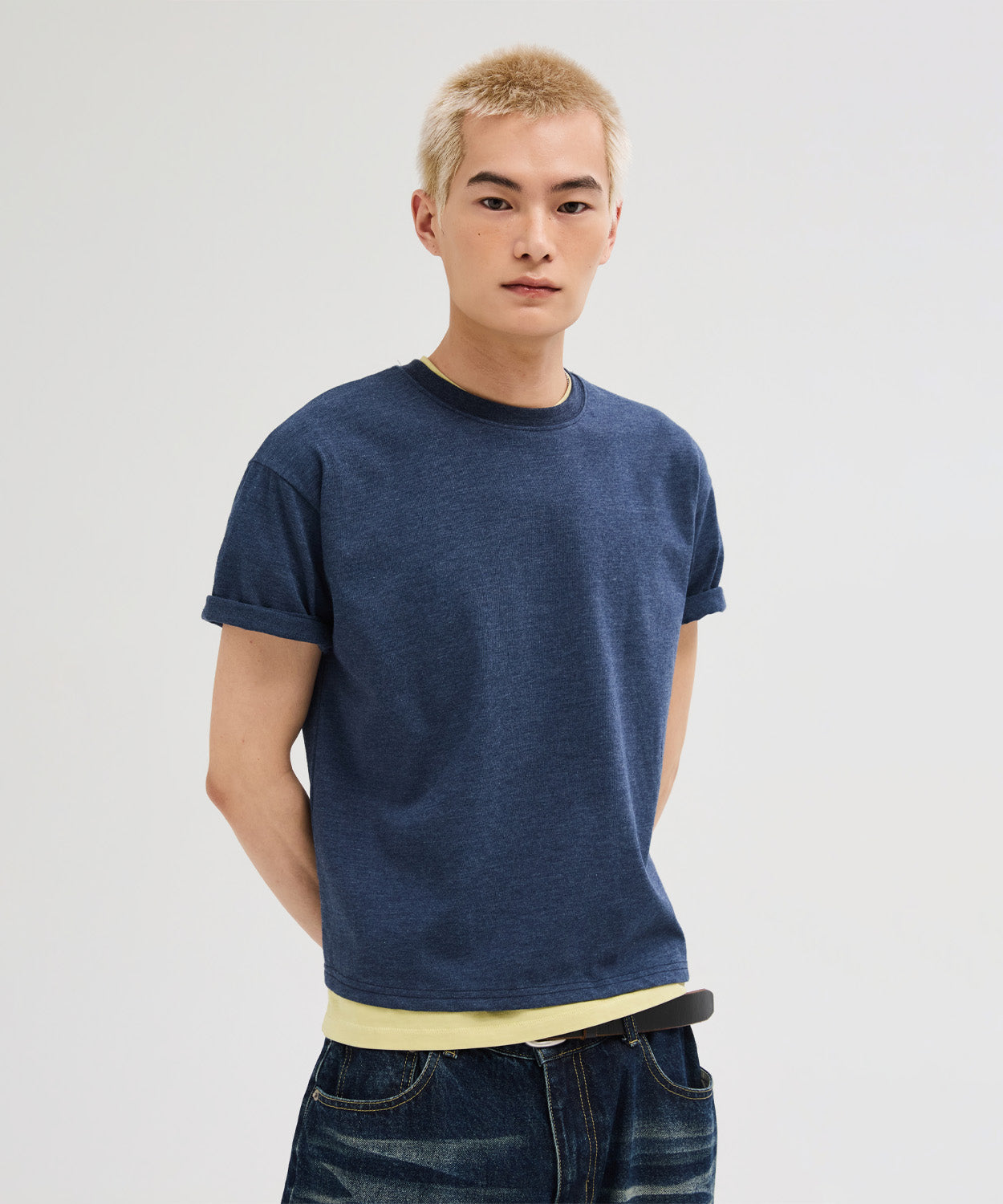 Essential Crop T-Shirt [Melange Blue]