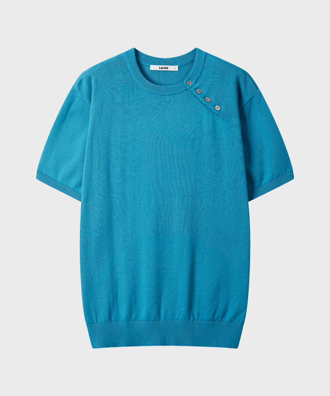 Diagonal Henley Neck Short Sleeve Knit [Mint]