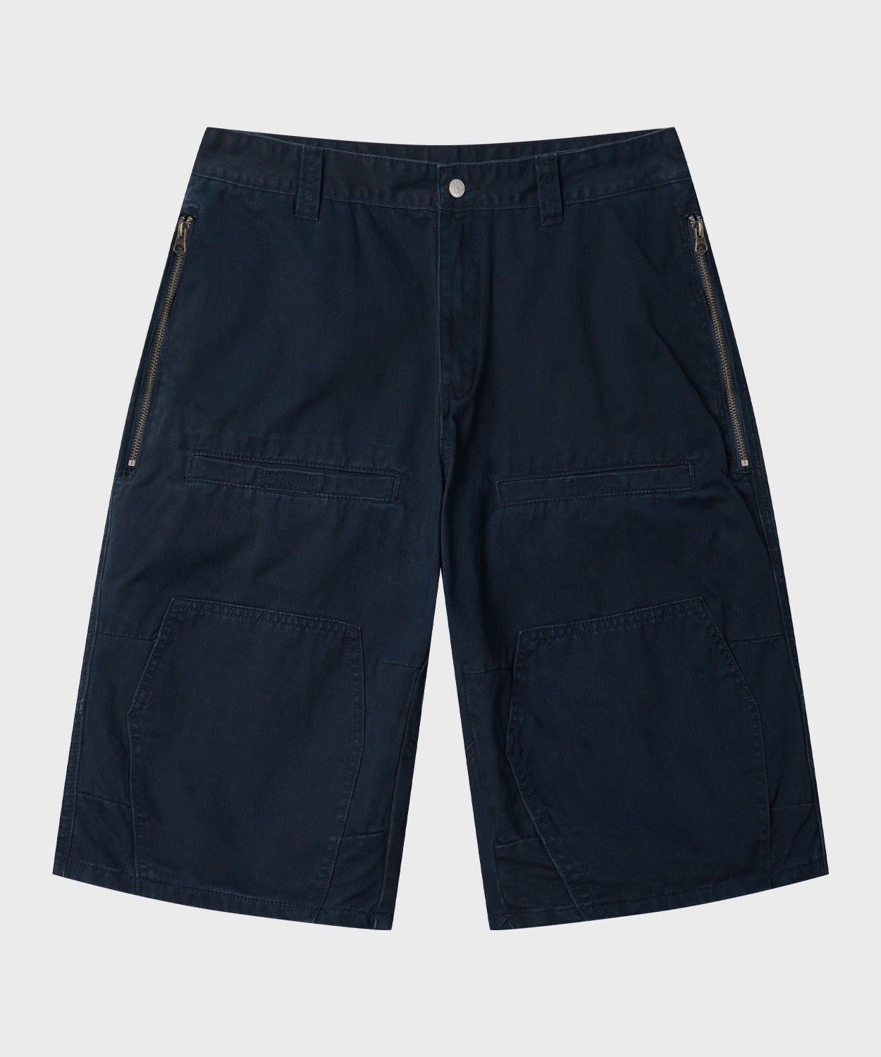Side Zipper Cargo Bermuda Shorts [Navy]