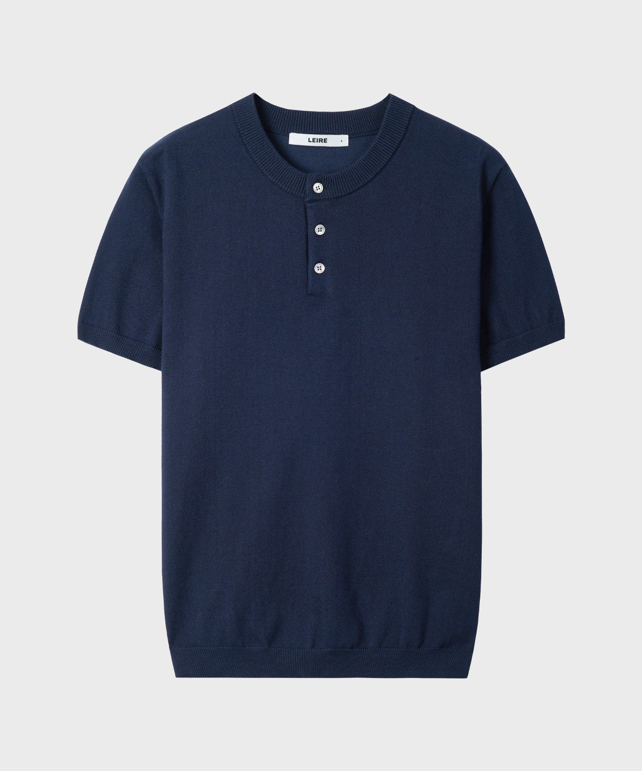 Muscle Fit Henley Neck Short Sleeve Knit [Navy]