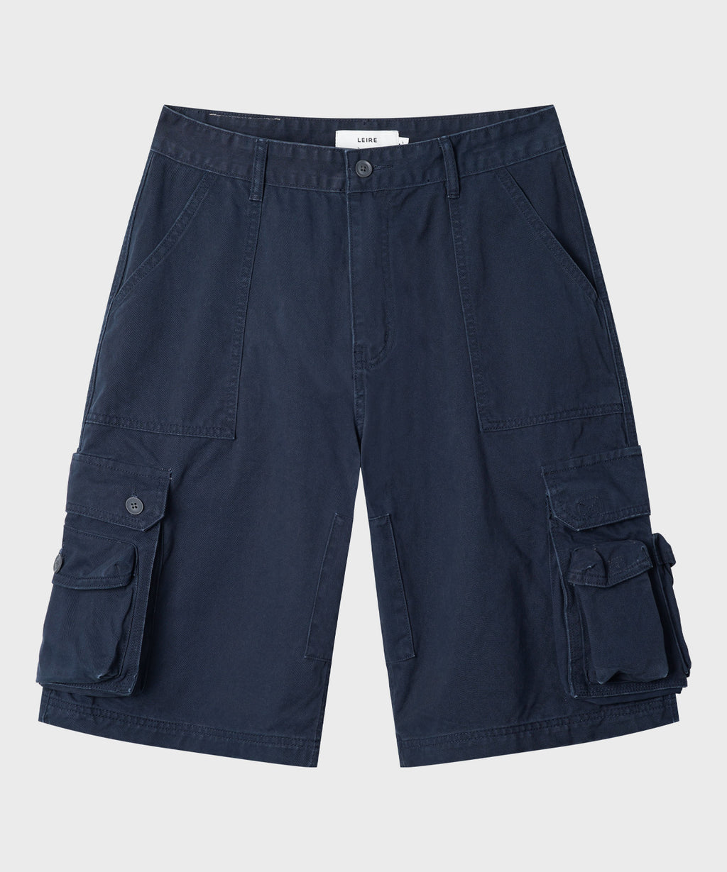 Cargo Pocket Washed Bermuda Shorts [Navy]
