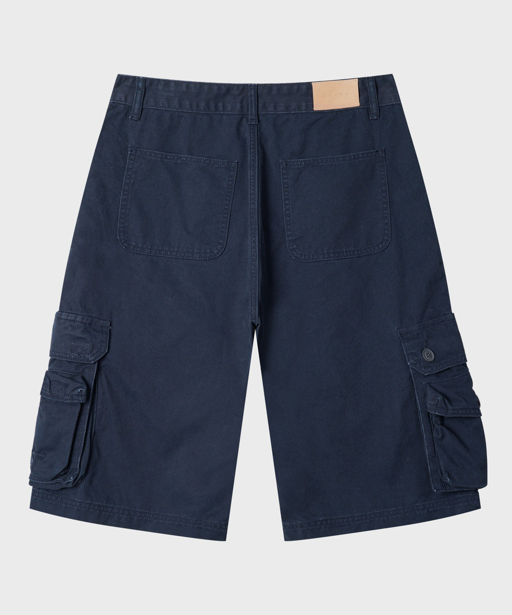 Cargo Pocket Washed Bermuda Shorts [Navy]